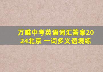 万唯中考英语词汇答案2024北京 一词多义语境练